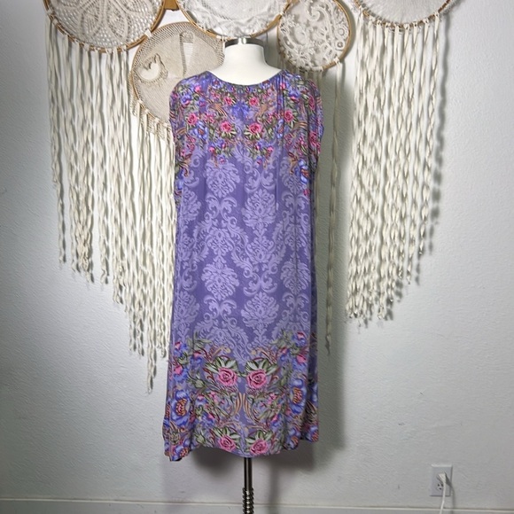 Sundance Lilac Floral Impressions Sheath Dress with Cap Sleeve Size Large - Picture 5 of 11